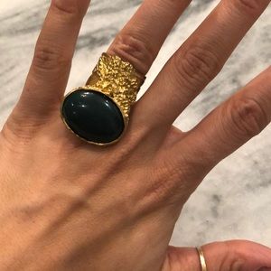 Emerald and gold ysl imitation ring